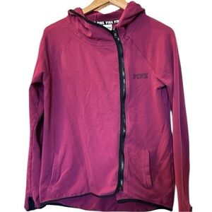 PINK Victoria's Secret Women's Zip-Up Hoodie - Deep Pink SIZE LARGE